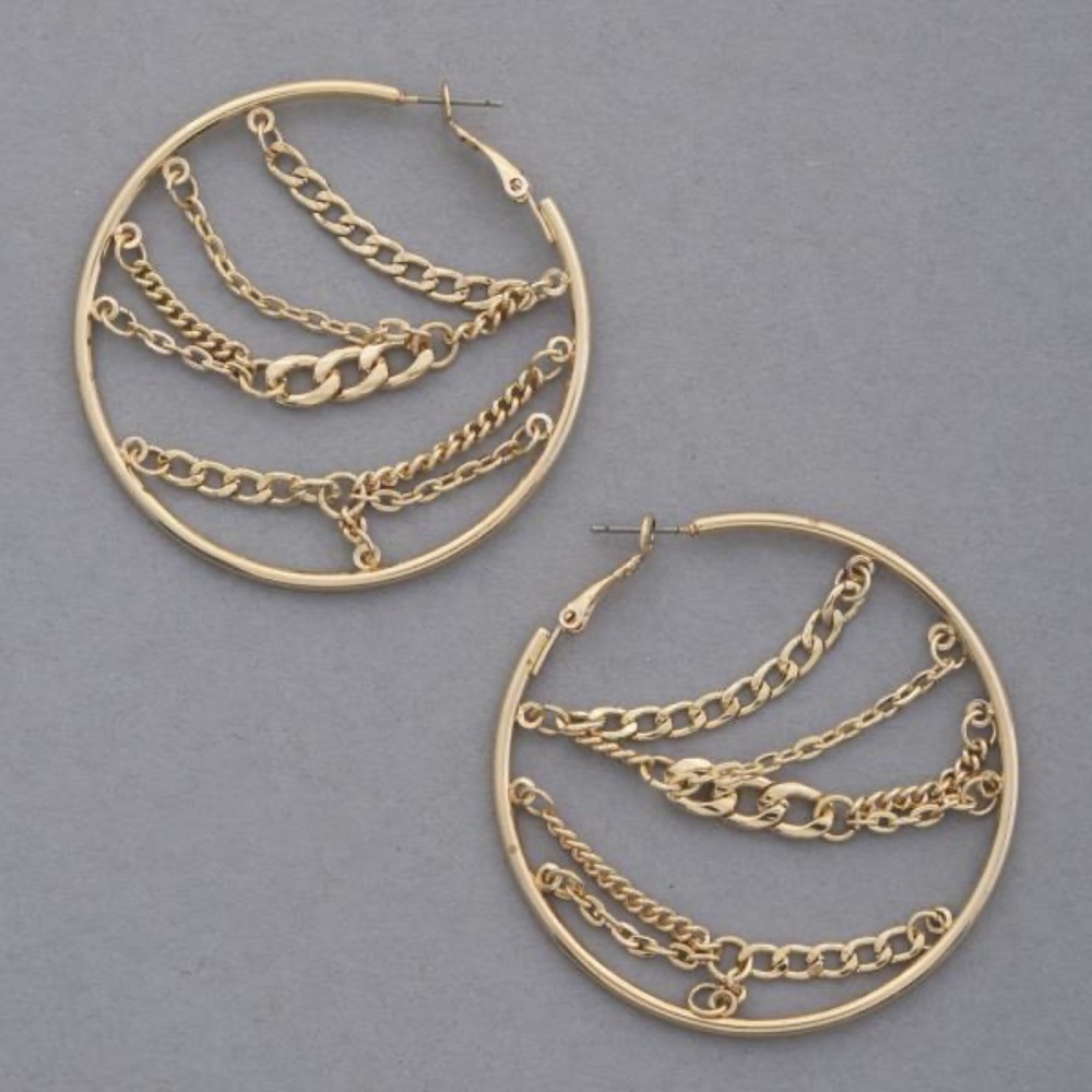 Secret Box New York 14K Gold Dipped Chain Hoop Earrings (O)